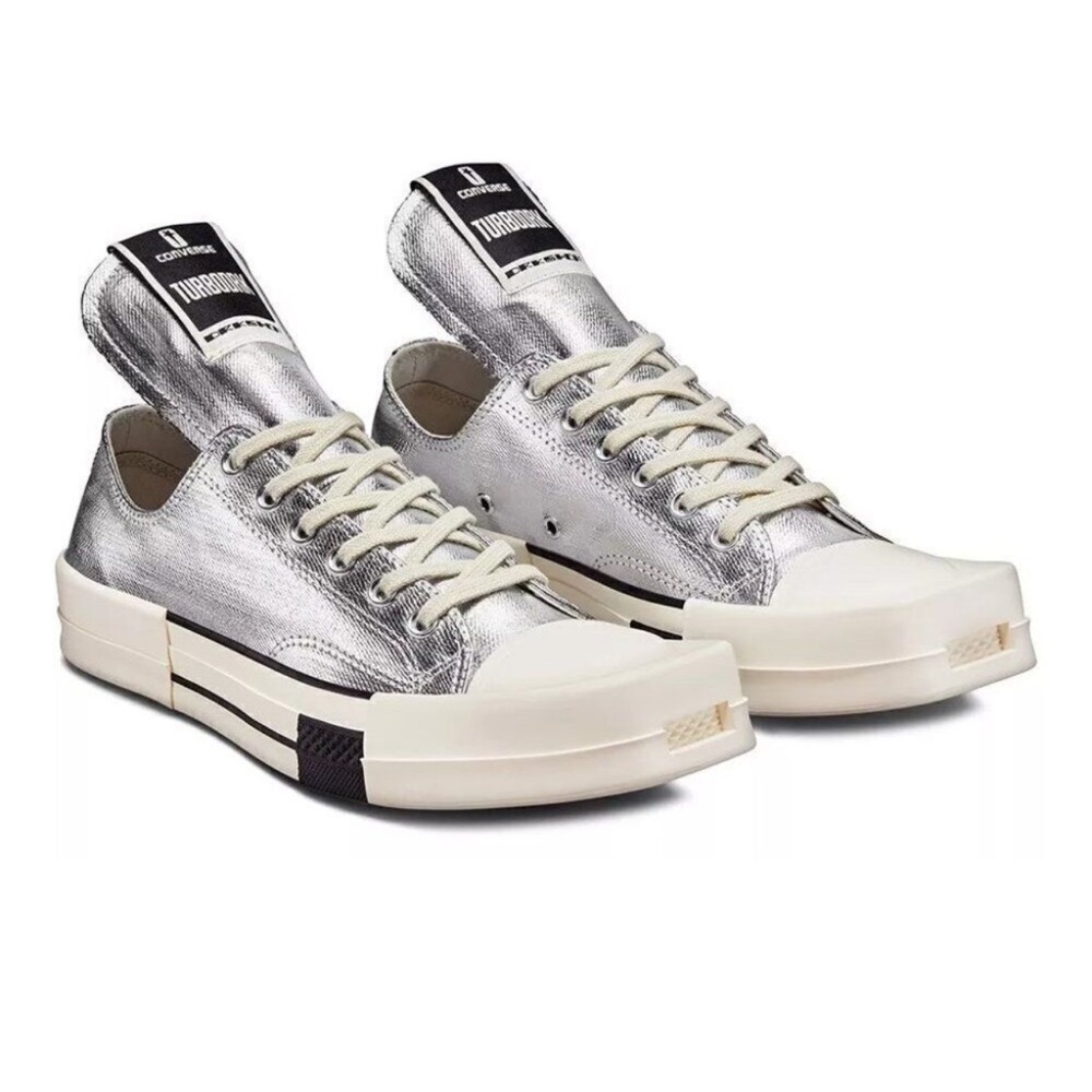 Converse x Rick Owens | TURBODRK Drkshdw Silver Square toe Chuck Taylors